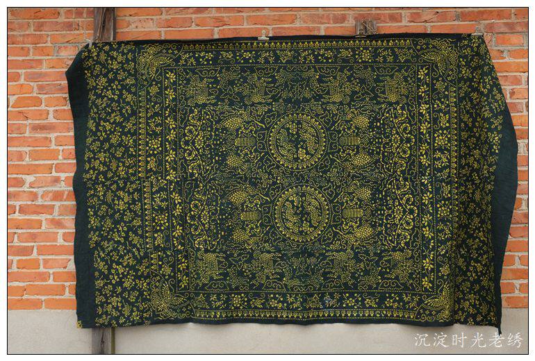 Hand blue indigo printed wax dyed fabric handmade old cloth 220 * 133cm ae007