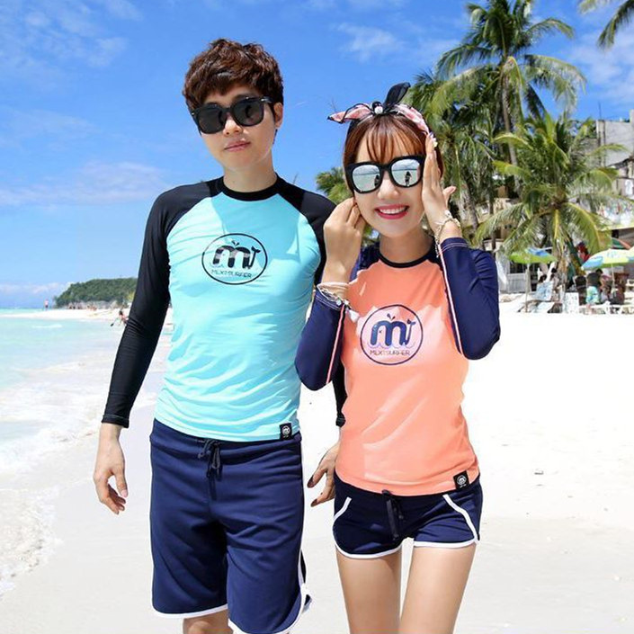 South Korean diving suit women's two style couples suit water mater surf snorkeling male sunscreen swimsuit long sleeve long pants