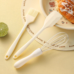 Japanese Silicone Whisk, Household Scraper, Oil Brush, Cream Beater Three-Piece Set for Cake Baking Kitchen Utensils