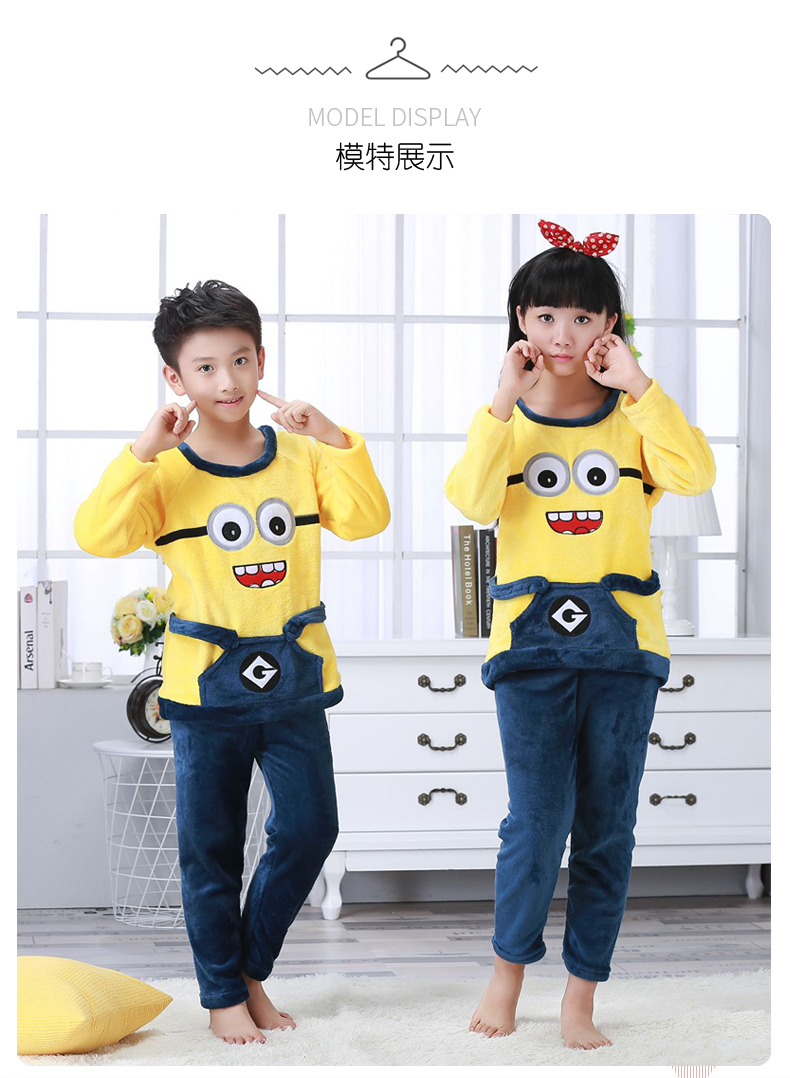 Mùa thu và mùa đông trẻ em đồ ngủ flannel bé trai và bé gái dày san hô lông cừu trẻ em bé trai phục vụ nhà đồ ngủ tuổi teen nam