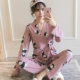 Mùa xuân và mùa thu Bộ đồ ngủ kimono của phụ nữ mùa hè cotton dài tay phần mỏng Bộ đồ dịch vụ tại nhà dễ thương của Nhật Bản có thể được mặc