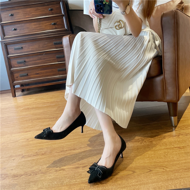 Immortal face value cabinet 1000 comfortable temperament can run away imported wild deerskin leather pointed toe high heels female stiletto