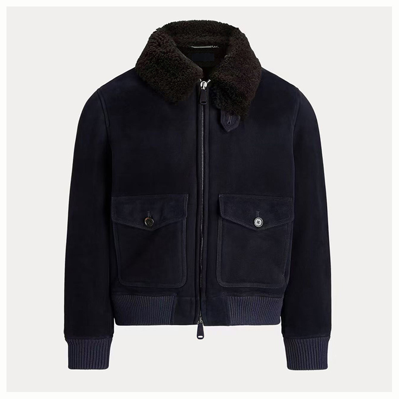 Laf Purple Label Genuine Leather Sheepskin Suede 100% Wool Shearling Jacket High-End Quality Warm Coat