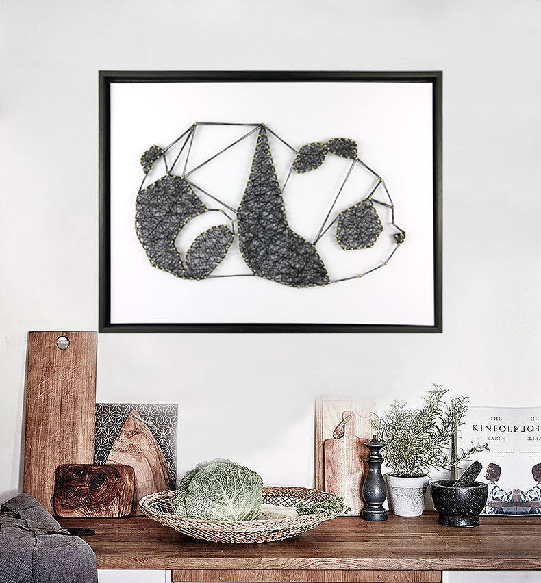 Panda simple yarn painting three-dimensional nail winding painting hanging wall table diy string silk painting handmade material package
