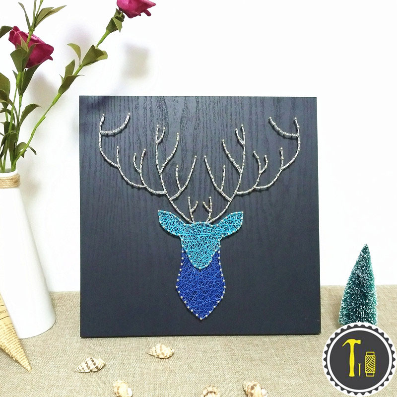 Nordic Gold And Silver Antlers Corner Yarn Painting Diy Handmade Material Bag Creative Background Wall Genguan Decoration Painting