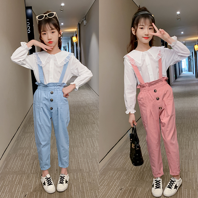 Girl Cuddling Bag Pants Autumn Clothing 2020 New Children Sling Pants CUHK Boy Denim Long Pants Suit Summer Fit Seven Pants
