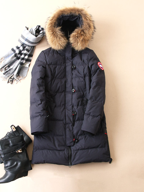 Canadian High-End Outdoor Casual Large Fur Collar Mid-Length Thickened down Jacket for Women, Goose Down, Windproof and Waterproof