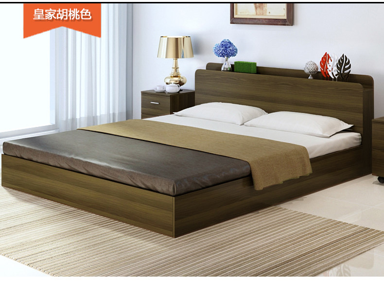 Hiện đại nhỏ gọn tấm giường 1.2 m 1.5 m 1.8 m giường đôi tatami hộp cao lưu trữ giường gỗ nối