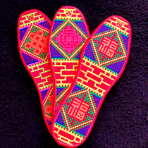 (Pack of 3) Pure cotton embroidered insoles for men and women cross-stitch insoles breathable and sweat-absorbent
