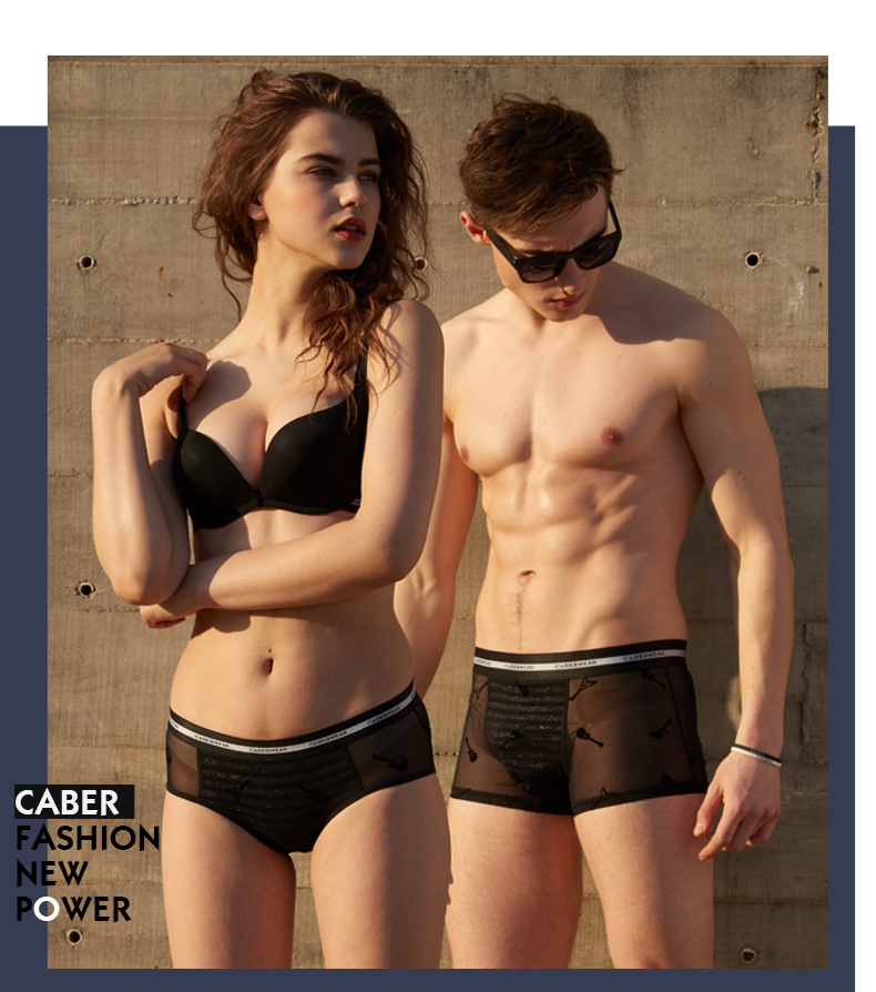 Caber kabali cặp đồ lót trong suốt gợi cảm mùa hè băng lụa thoáng khí nam boxer nữ tóm tắt eo giữa do lot nu cao cap