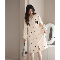 Sandro Vicari Sleeping Dress Woman 2021 New Spring Autumn Long Section Small Sub Cute Long Sleeve Pure Cotton Pyjamas