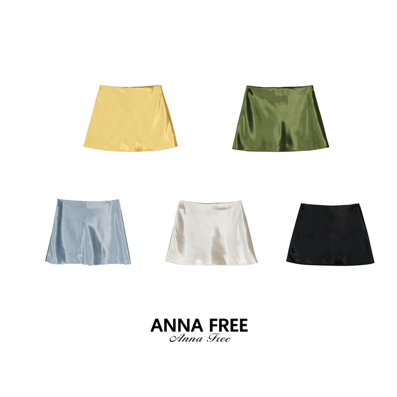 Anna Free New Solid Color Casual Slimming Anti-Exposure Satin Lace Glossy Skirt Zcs26261