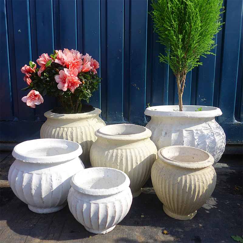 Red Pottery Pumpkin Pot Rice Yellow Striped Pot Eu Style Retro Red Pottery Retro Make Old Rag Styling Basin Garden