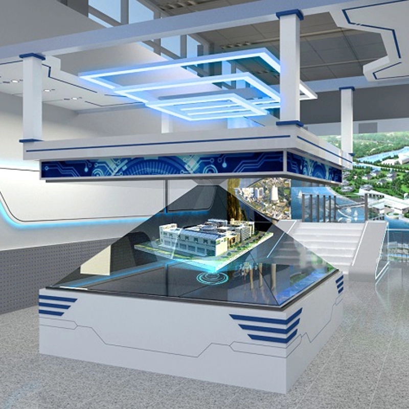 Holographic showcase 3d transparent screen projection showcase 360-degree three-dimensional phantom imaging interactive holographic showcase