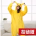 Khủng long mèo Pikachu Phim hoạt hình Bộ đồ ngủ Xiêm Phụ nữ Mùa đông Sinh viên Hàn Quốc Cặp đôi Động vật Người lớn Nam Anime Zipper