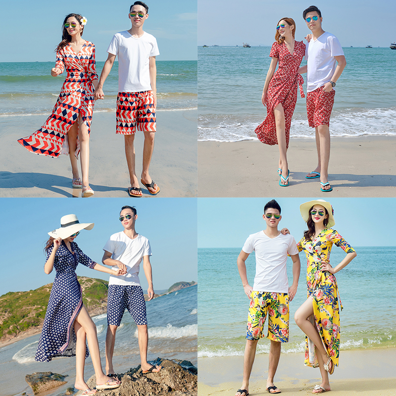 Couple's Summer Outfit, One Shirt and One Skirt, Sanya Travel Clothes, Women's Dress, Long Skirt, Beach Skirt, Seaside Vacation Set