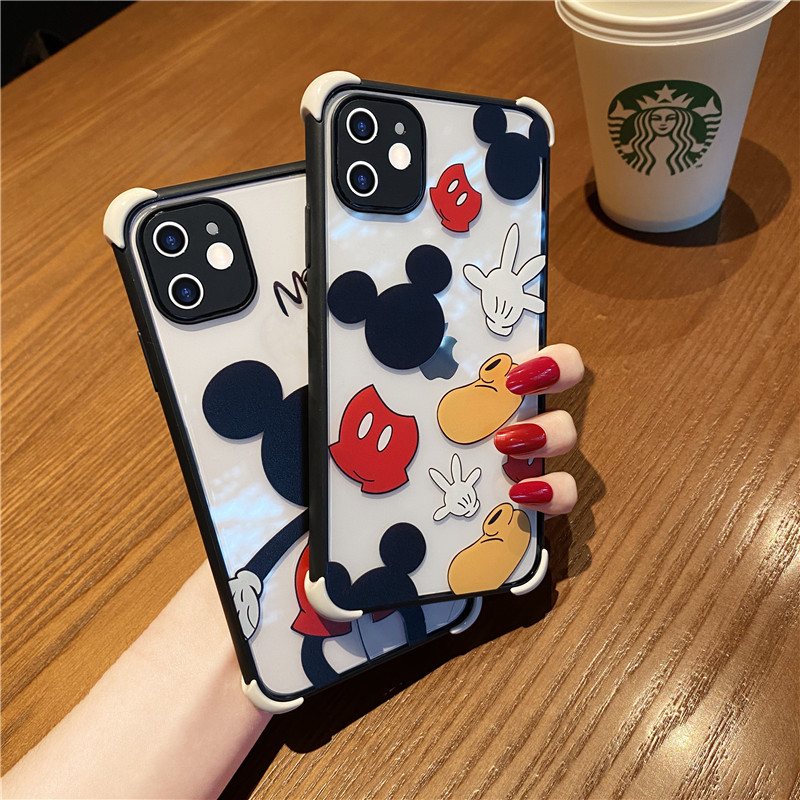 New pint apple 12 mobile phone protective shell full package iphoe11promax cartoon Mickey Four corner anti-fall couple tide cards