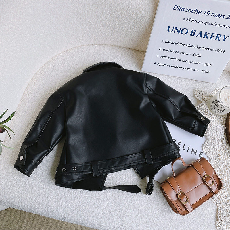 Girls' Fashionable Leather Jacket 2026 Autumn and Winter New Style Children's Fleece-Lined Thickened Leather Coat Baby Winter Warm Outerwear Trendy — 8