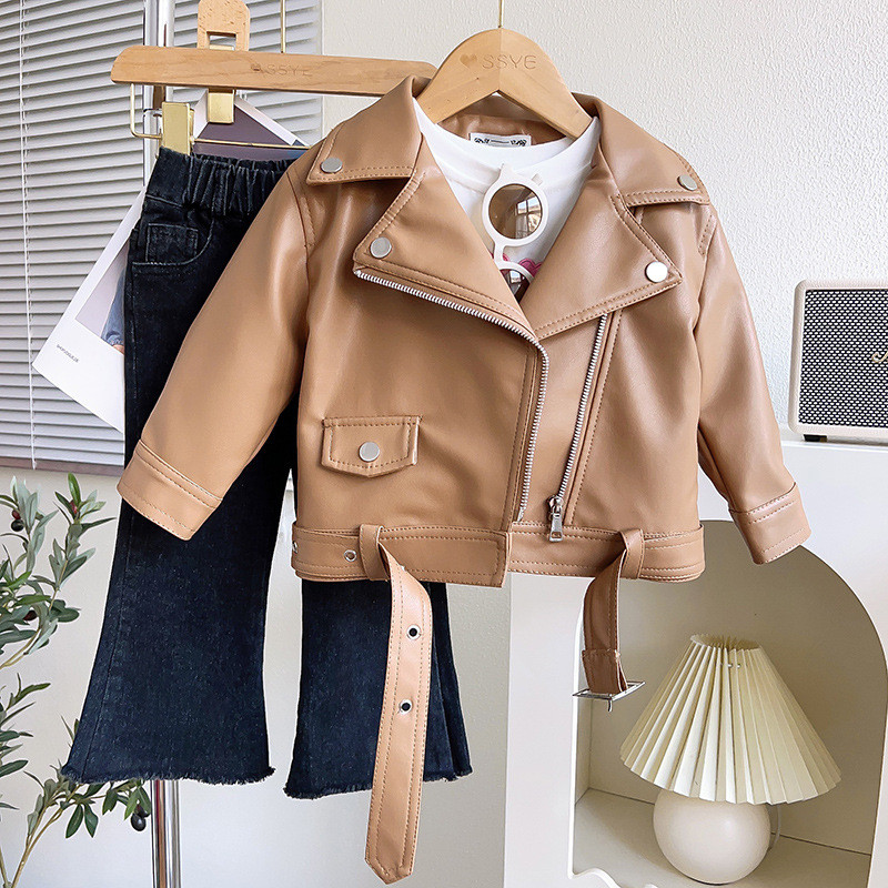 Girls' Fashionable Leather Jacket 2026 Autumn and Winter New Style Children's Fleece-Lined Thickened Leather Coat Baby Winter Warm Outerwear Trendy — 16