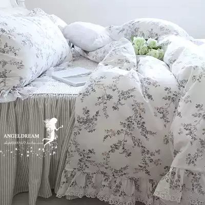 Imported European and American TXMXGZJF Korean Princess INS @ cotton pastoral flowers cotton bedding four-piece set