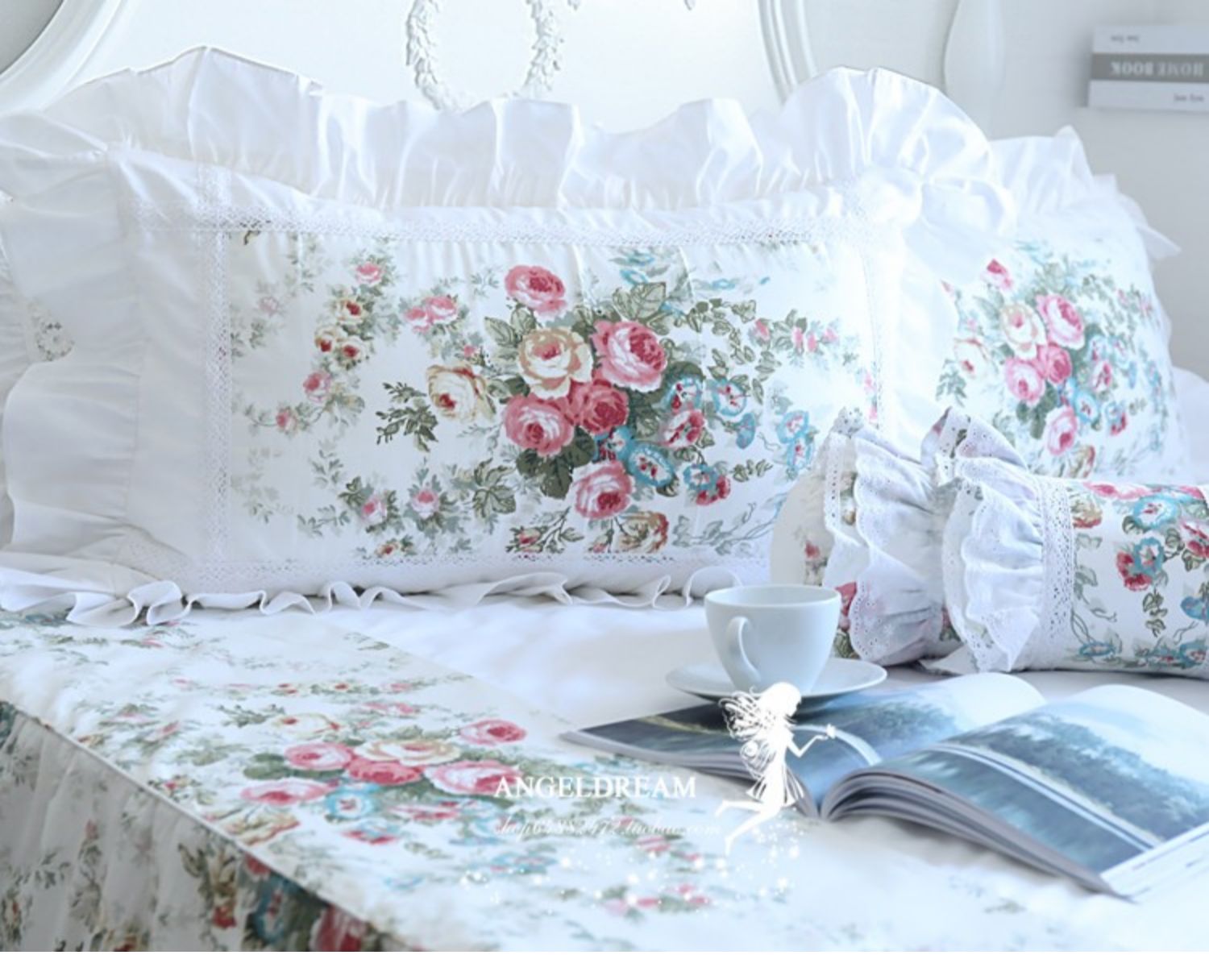 Phiên bản nhập khẩu châu Âu và Mỹ Hàn Quốc của công chúa hoa vườn châu Âu với vỏ gối bằng bông cotton - Gối trường hợp gối cổ