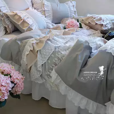 Imported European and American Korean version * Small Public * layer lace craft lace process lace cotton cotton bedding four-piece set