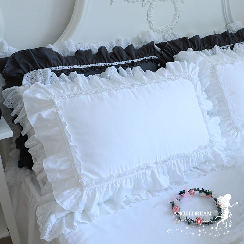 The Korean version of the Lovely Princess Gonne Satin Pure White Full Cotton Bed Bedding Pure Cotton Piece Cover 