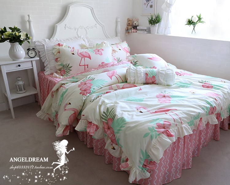 Hoa Kỳ và Châu Âu! * Cháy Bird cột mục vụ váy ngủ flounced thiết kế nghề giường ngủ ở một gia đình bốn - Bộ đồ giường bốn mảnh bộ ga trải giường everon