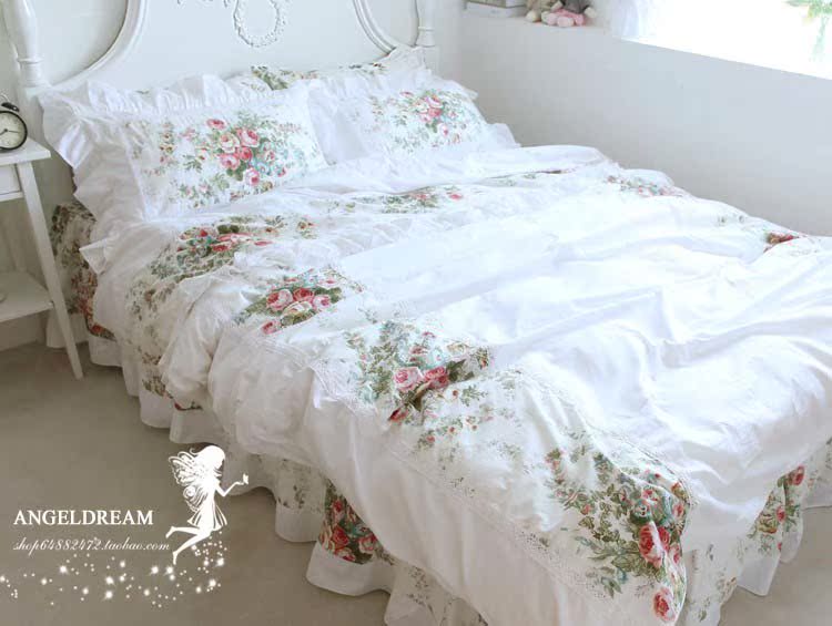 Hoa Kỳ và Châu Âu! Hàn Quốc công chúa dễ thương nhỏ gọn cao cấp flounced bông giường ngủ ở một gia đình bốn - Bộ đồ giường bốn mảnh bộ drap giường 1m6