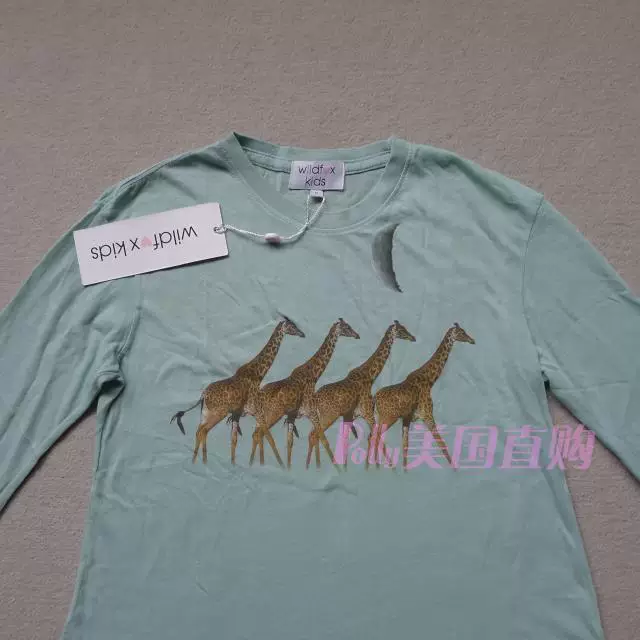 [Wildfox 女款 淡绿色 长颈鹿图案 长袖T恤 美国产 国内特价]