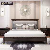 New Chinese Bed Modern Minima Light Lavish Solid Wood Bed Bedroom High Case Storage Double Bed 1 8 m Wedding custom furniture
