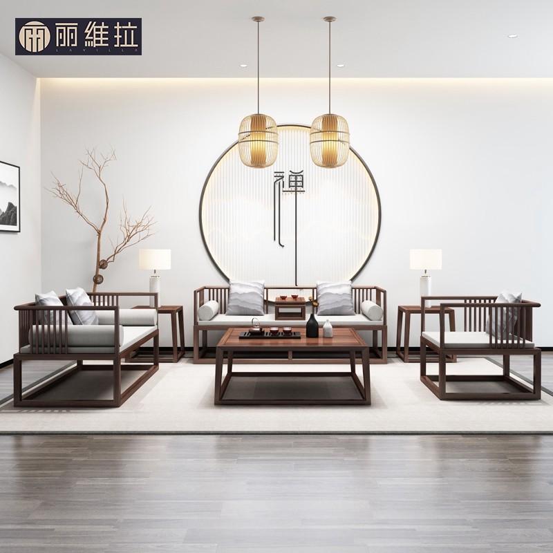 New Chinese solid wood sofa winter and summer dual purpose white wax wood Rohan tea table minimalist cloth art office original wood color furniture