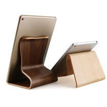 One-piece wooden flat bracket ipad frame Net class display stand charging base walnut live broadcast bracket