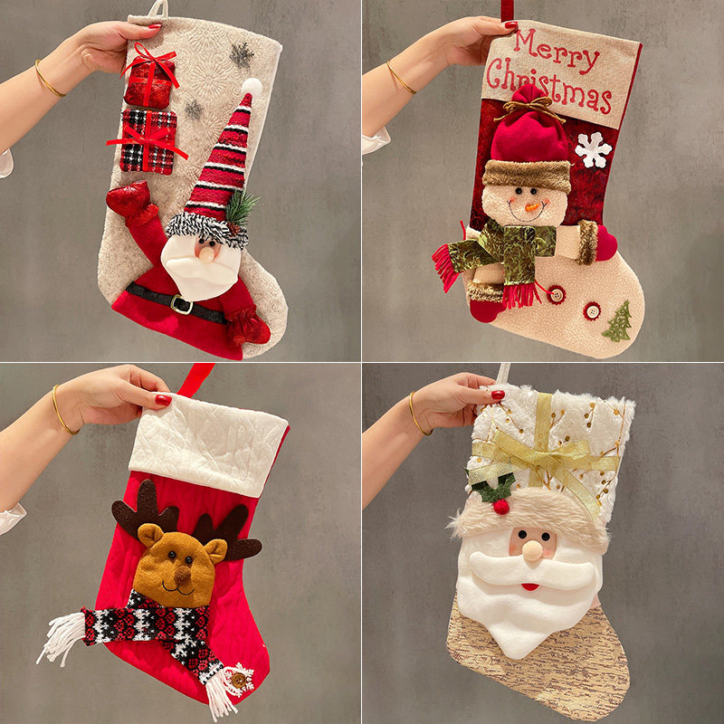 Christmas Socks Gift Bags Kindergarten Gift Bags Festive Children Great Socks Gift Bags Decoration Christmas Hanging Accessories Dress Up-Taobao