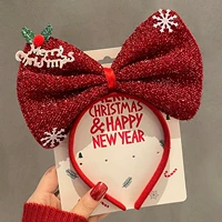 Большой бант из хрустального шелка Рождественский красный