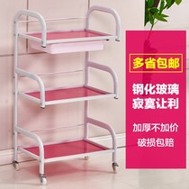 Special beauty salon three-layer with drawer beauty salon trolley push high-end glass tool cart