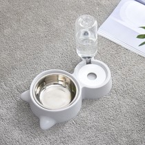 Dog bowl cat bowl double bowl automatic drinking water without wet mouth anti-knock cat bowl Teddy cat food Basin Dog Basin pet supplies
