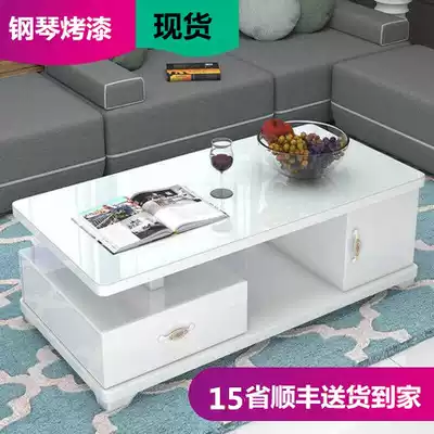Piano paint simple modern tempered glass coffee table rectangular fashion living room table small house storage Round Corner