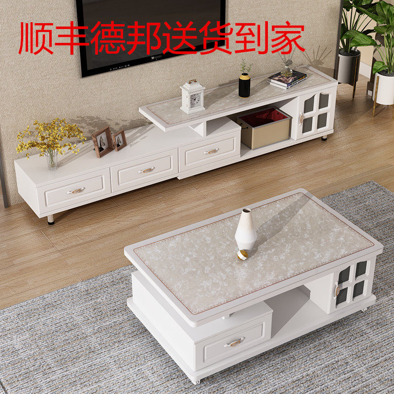 Eu style tempered glass TV cabinet tea table combination modern minimalist small family type bedroom ground cabinet living-room with simple extension