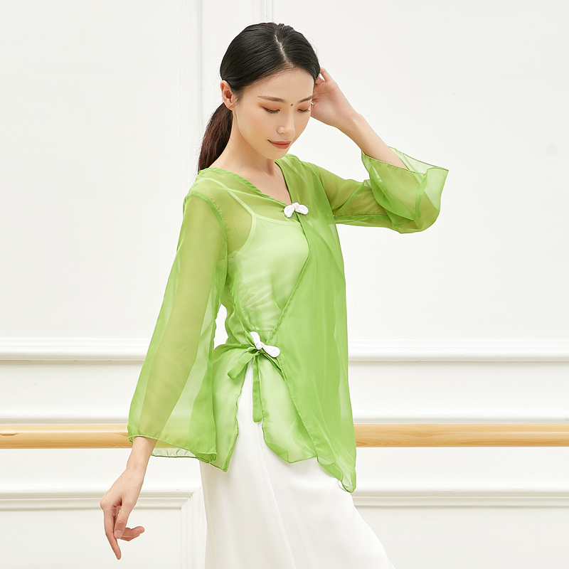 Master's Classical Dance Suit Body Rhyme Clothes Performance New Blouses Chinese Dance Dance Serving Trumpeter Sleeves Workout Cardioreography