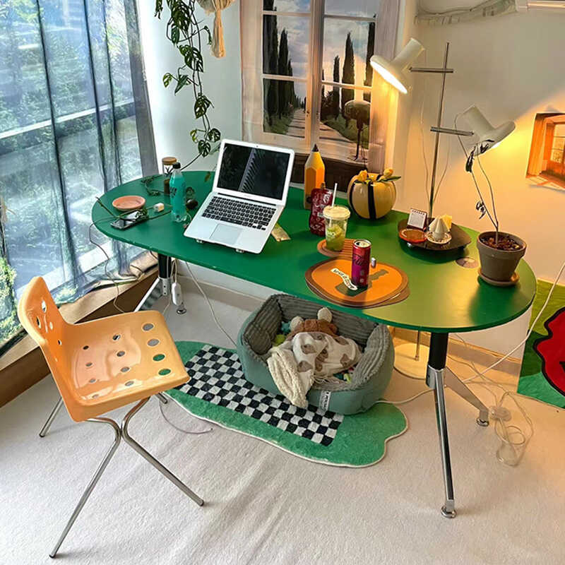 Bauhaus Oval Desk for Home Use, Small Apartment Gaming Desk, Bedroom Workbench, Writing and Study Desk, Computer Desk