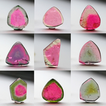 Biya watermelon tourmaline pendant One thing and one picture watermelon slice two-color multi-color tourmaline pendant Rough pendant can be punched