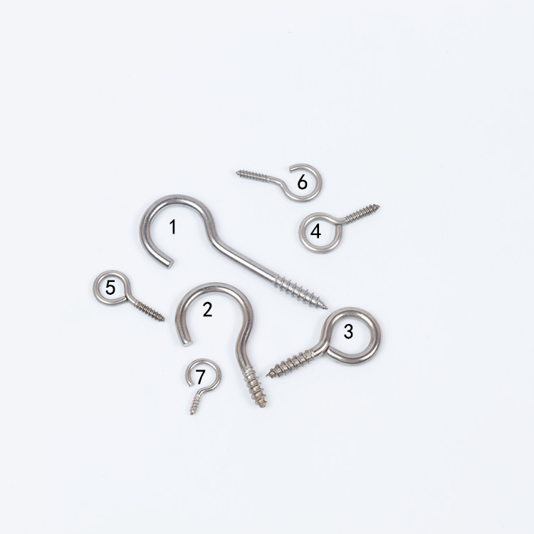 304 stainless steel M3 lamp hook thread stainless steel adhesive hook self-tapping hook sheep's eye screw