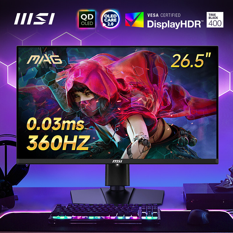 微星27寸2K显示器 360Hz高刷新率QD-OLED电竞萤幕