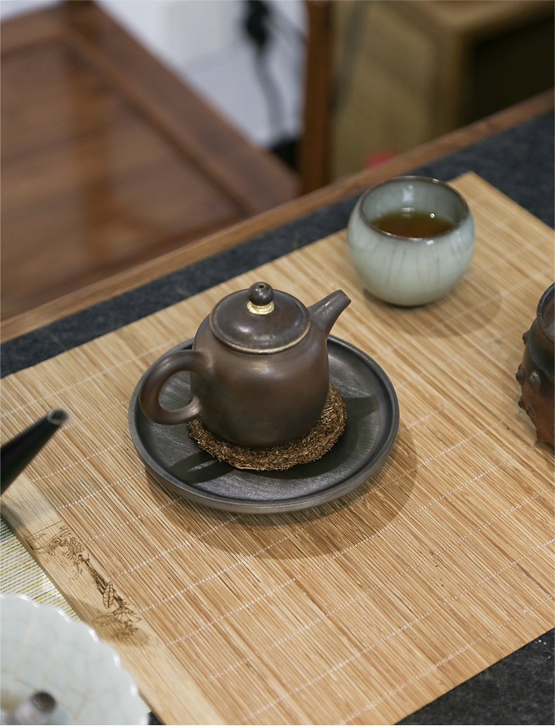 Restoring ancient ways of manual metal tin tea bearing pot bearing pot sheng mini dry tea tray was dry terms Taiwan purple sand pot dish pot pad