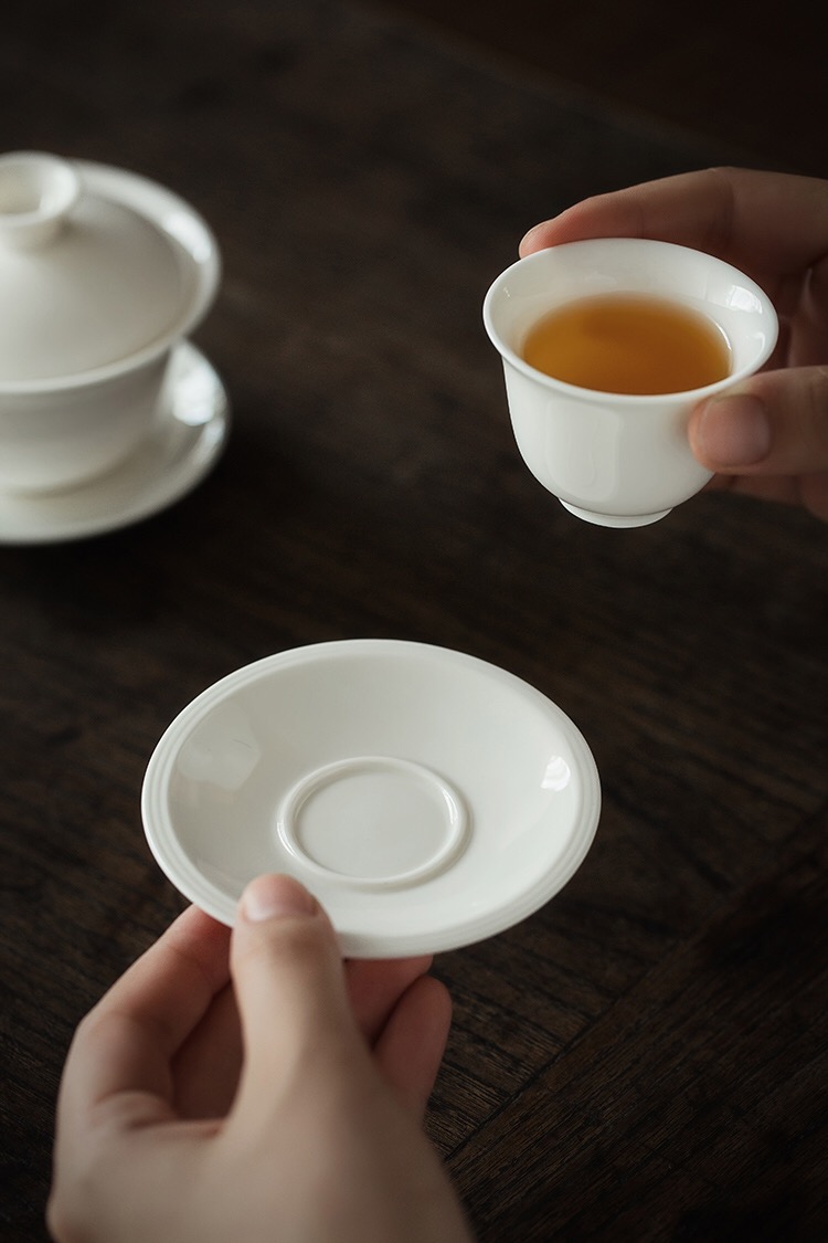 Dehua white porcelain cup hold cup mat jade porcelain tea mat doesn saucer matchs tea saucer kung fu tea tea zero accessories