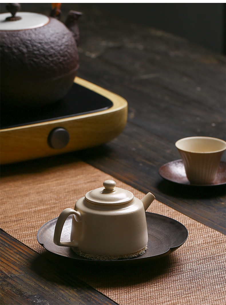 Jingdezhen manual plant ash glaze ceramic teapot kung fu tea set household teapot single pot will start small