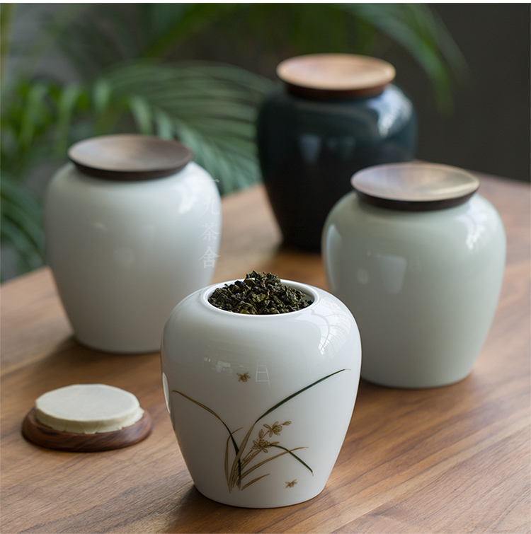 Jingdezhen ceramic tea caddy fixings household deposit sealing small POTS kung fu tea pot size small storage tanks