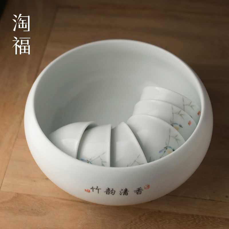 Ceramic tea to wash large writing brush washer from kung fu tea accessories water jar home built basin of water to wash the bowl tea cups tools