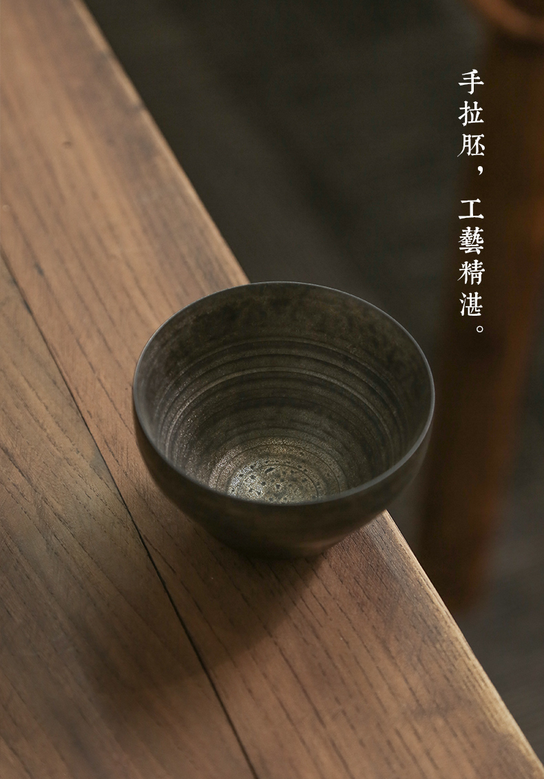 Japanese metal glaze hand embryo coarse pottery cups master cup personal single CPU kung fu tea set sample tea cup cup size